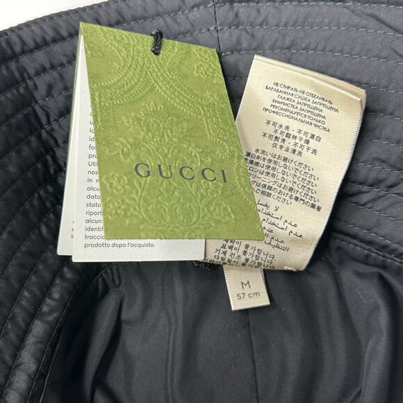 NWT Gucci Brella Cloche Size M 57cm Nylon Bucket Hat Black Gold GG Marmont $599 main image 15